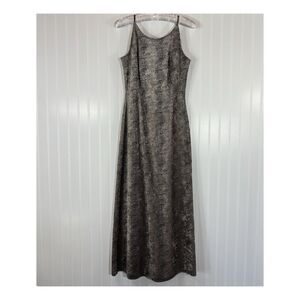 Vtg 90s Slip Dress Sz 4 Textured Velvet Snake Y2K Kennedy Mob Wife Chic Neutral